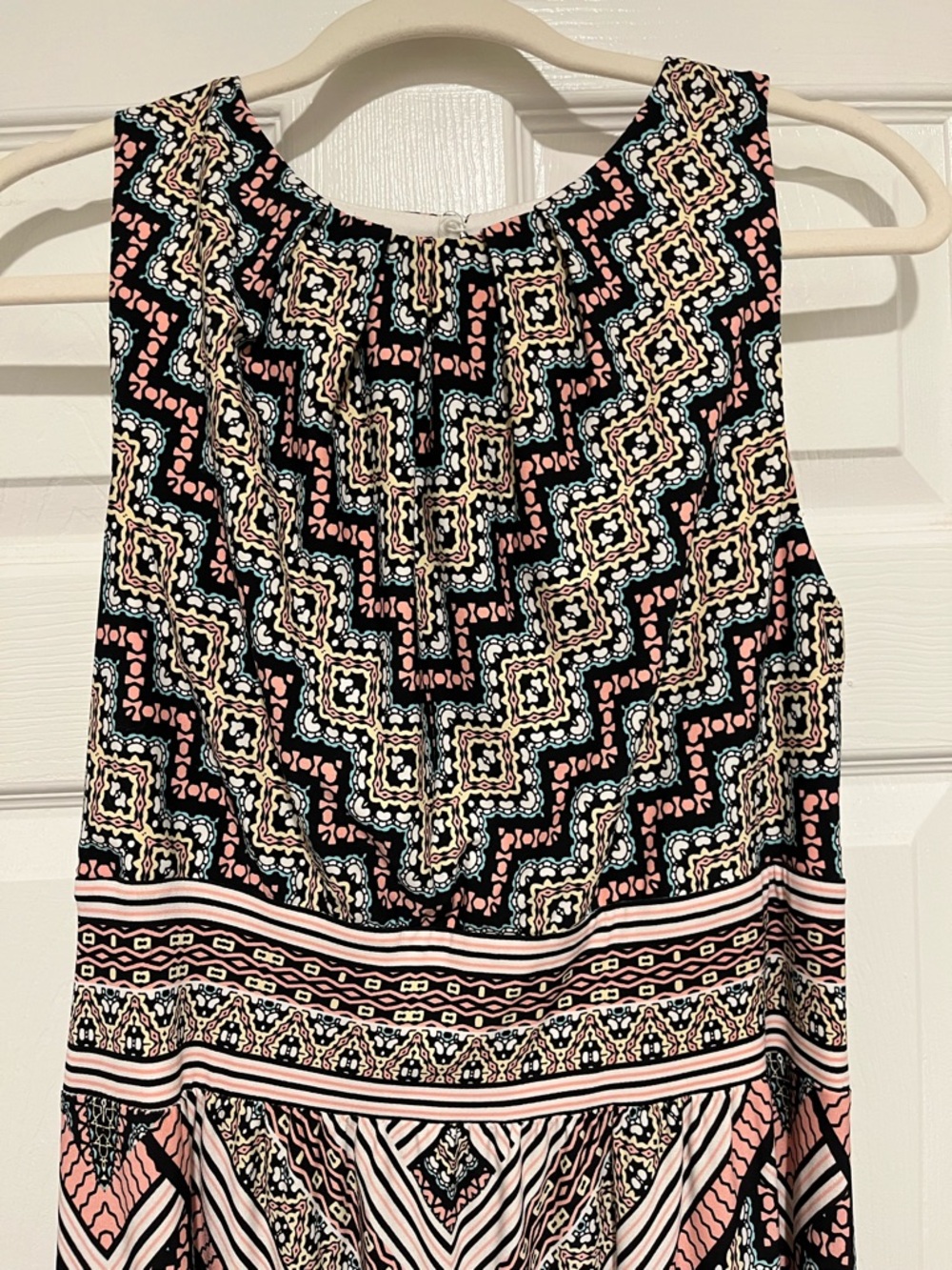 London Times Sleeveless Geo Print Maxi Dress in Navy & Pink (Women’s Size 14) - Picture 2 of 7